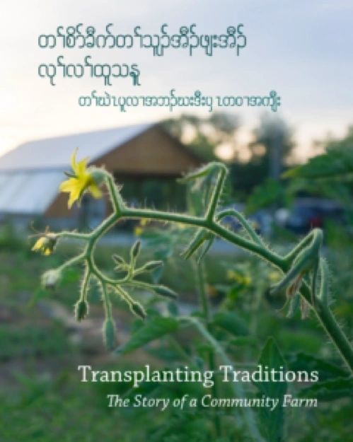 Transplanting traditions book cover image with a scenery