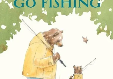 A book cover with two bears fishing.