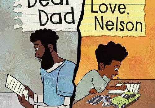 A picture book cover with two men one is reading and the other is writing.