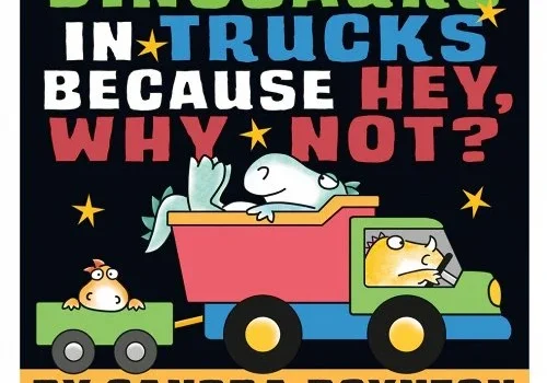 A book cover with a truck and dog.