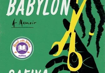 A book cover with a person holding scissors.