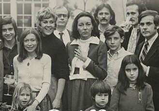 A book cover with an old family photo.