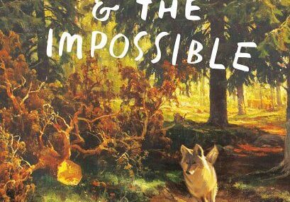 A book cover with an animal in the woods.